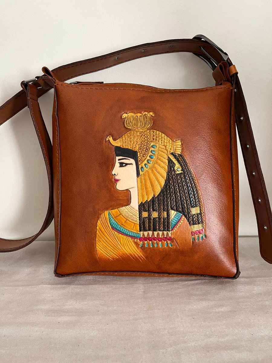 Cleopatra Portrait Tan Crossbody