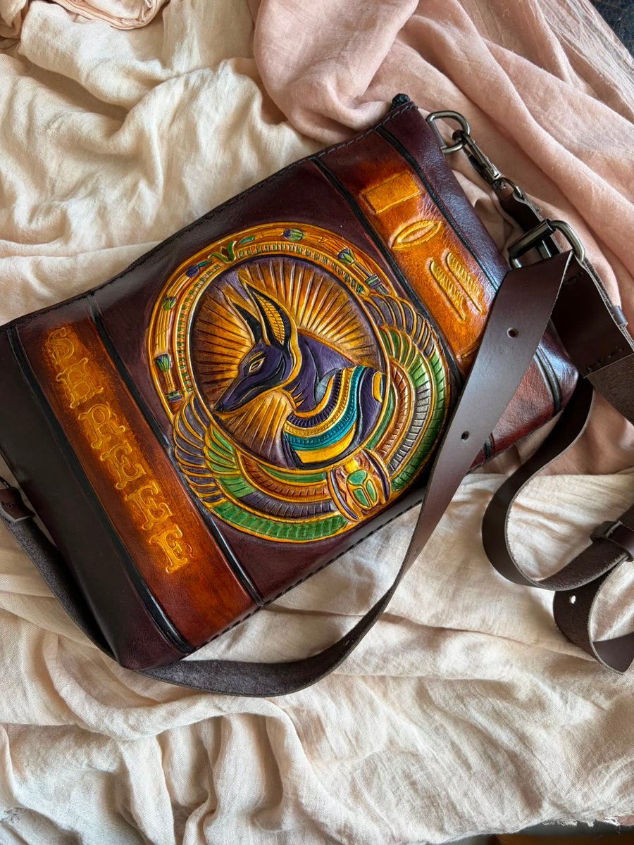 Anubis Winged Hand-Tooled Crossbody