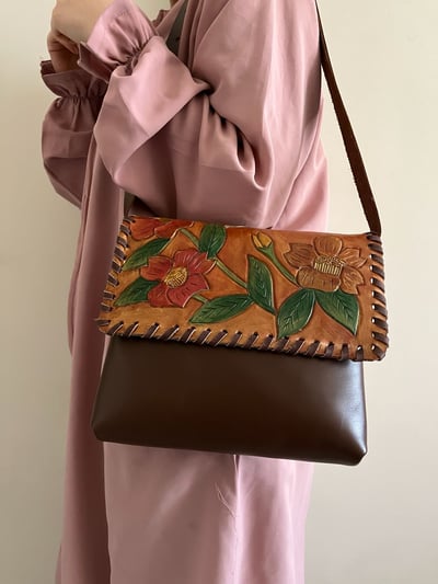 Painted Floral Olive Crossbody