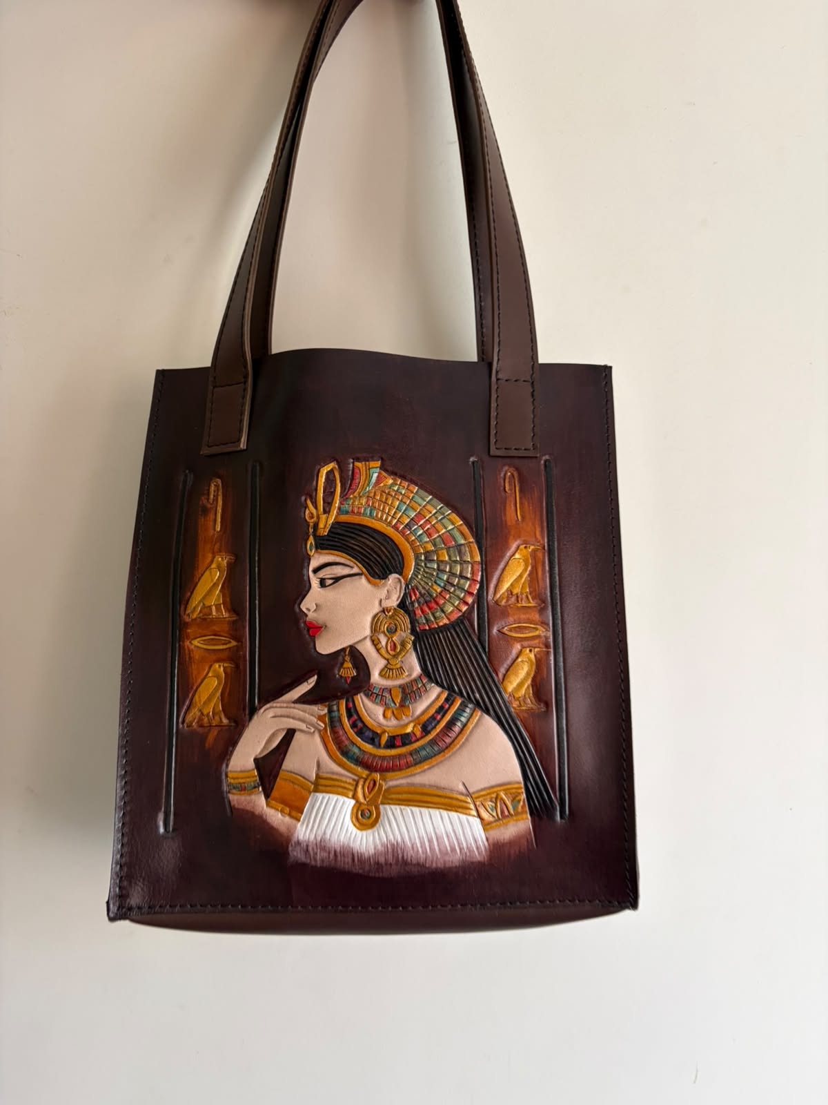 Cleopatra Hieroglyph Dark Brown Tote