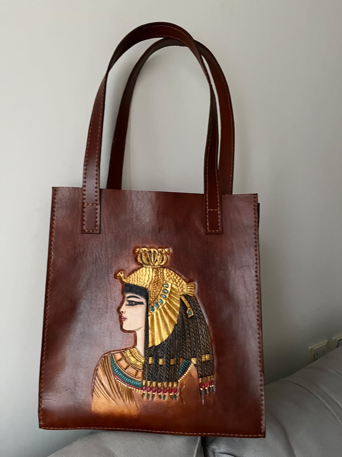 Cleopatra Crown Cognac Leather Tote