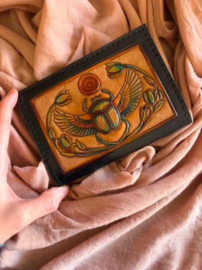 Scarab Hand-Carved Passport Cover