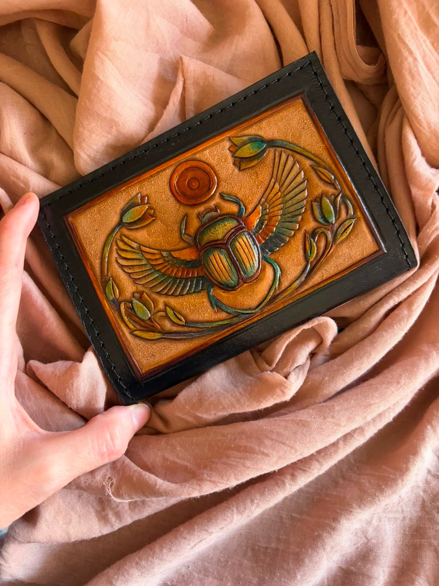 Scarab Hand-Carved Passport Cover