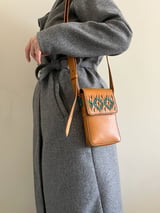 Woven Teal Geometric Mini Crossbody 1