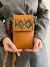 Woven Teal Geometric Mini Crossbody 2
