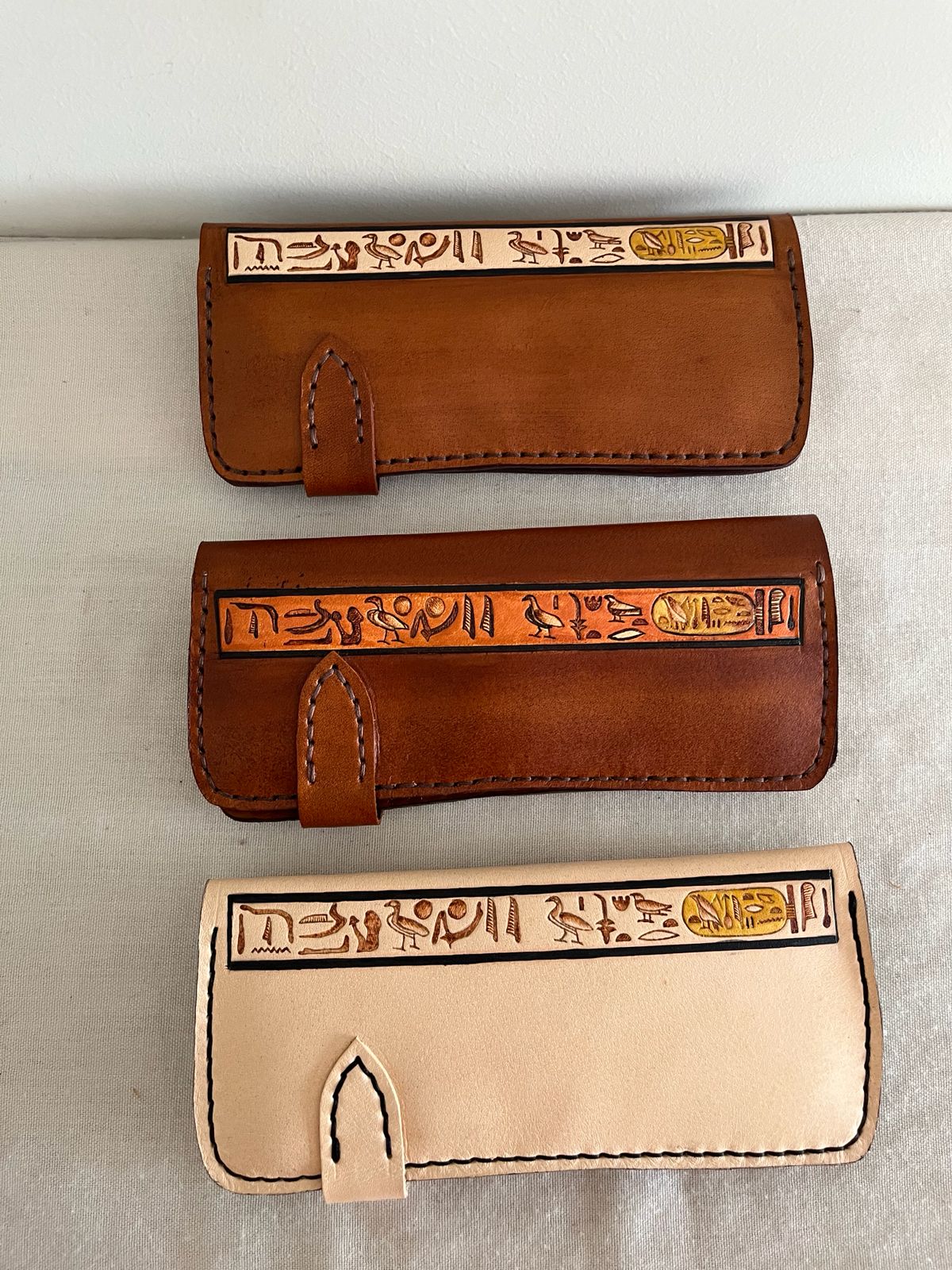 Hieroglyphs Hand-Tooled Leather Purse